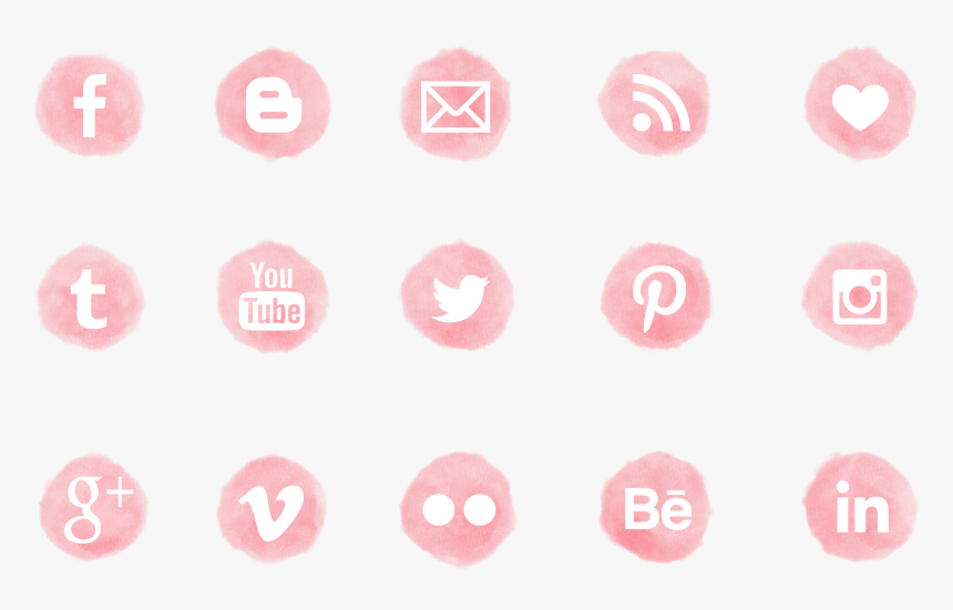 Transparent Youtube Circle Png - Pink Watercolor Social Media Icons, Png Download, Free Download