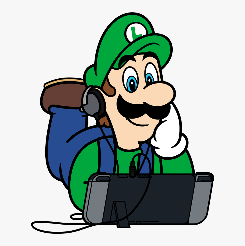 Moustache Clipart Super Mario - Luigi Playing Nintendo Switch, HD Png Download, Free Download