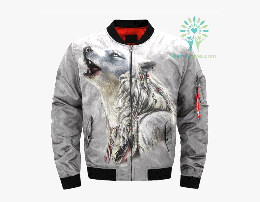 The White Wolf American Native Over Print Bomber Jacket - Jacket, HD Png Download, Free Download