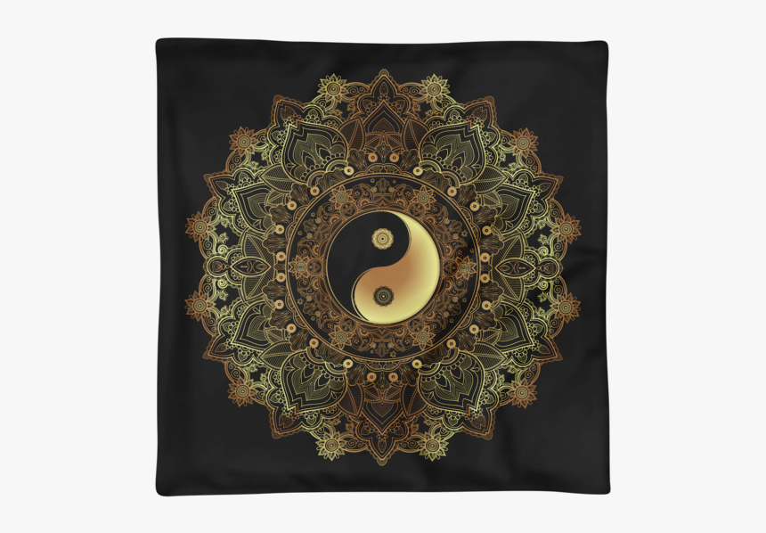 Golden Yin And Yang Mandala Flower Square Pillow Case, HD Png Download, Free Download