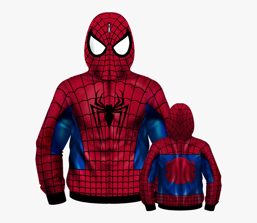 Sublimated Spider Man Suit Zip Up Hoodie - Hoodie, HD Png Download, Free Download