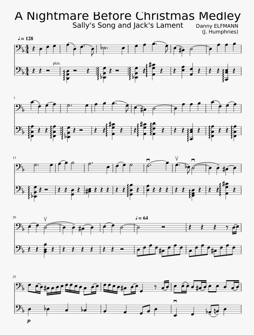 Nightmare Before Christmas Medley "sally"s Song - Sheet Music, HD Png Download, Free Download