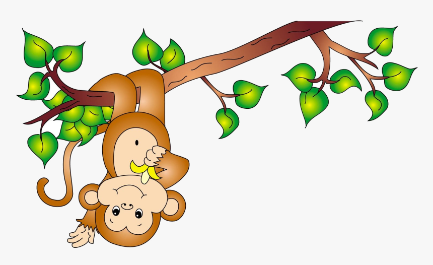 Monkey Cute Hanging Clipart Transparent Png - Cartoon Monkey In Jungle, Png Download, Free Download