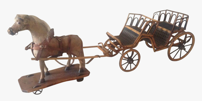 Antique French Toy Skin Covered Horse And Open Carriage - Chaise, HD Png Download, Free Download