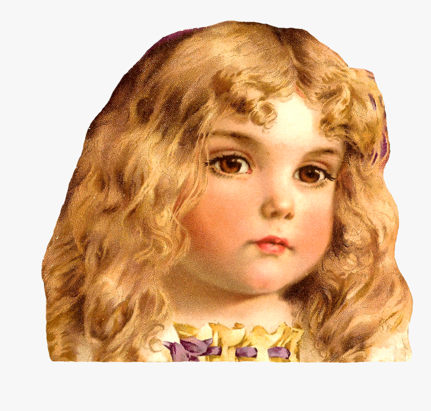 Clip Art Pretty Girl With Long Brown Hair - Little Blonde Girl With Curly Hair, HD Png Download, Free Download