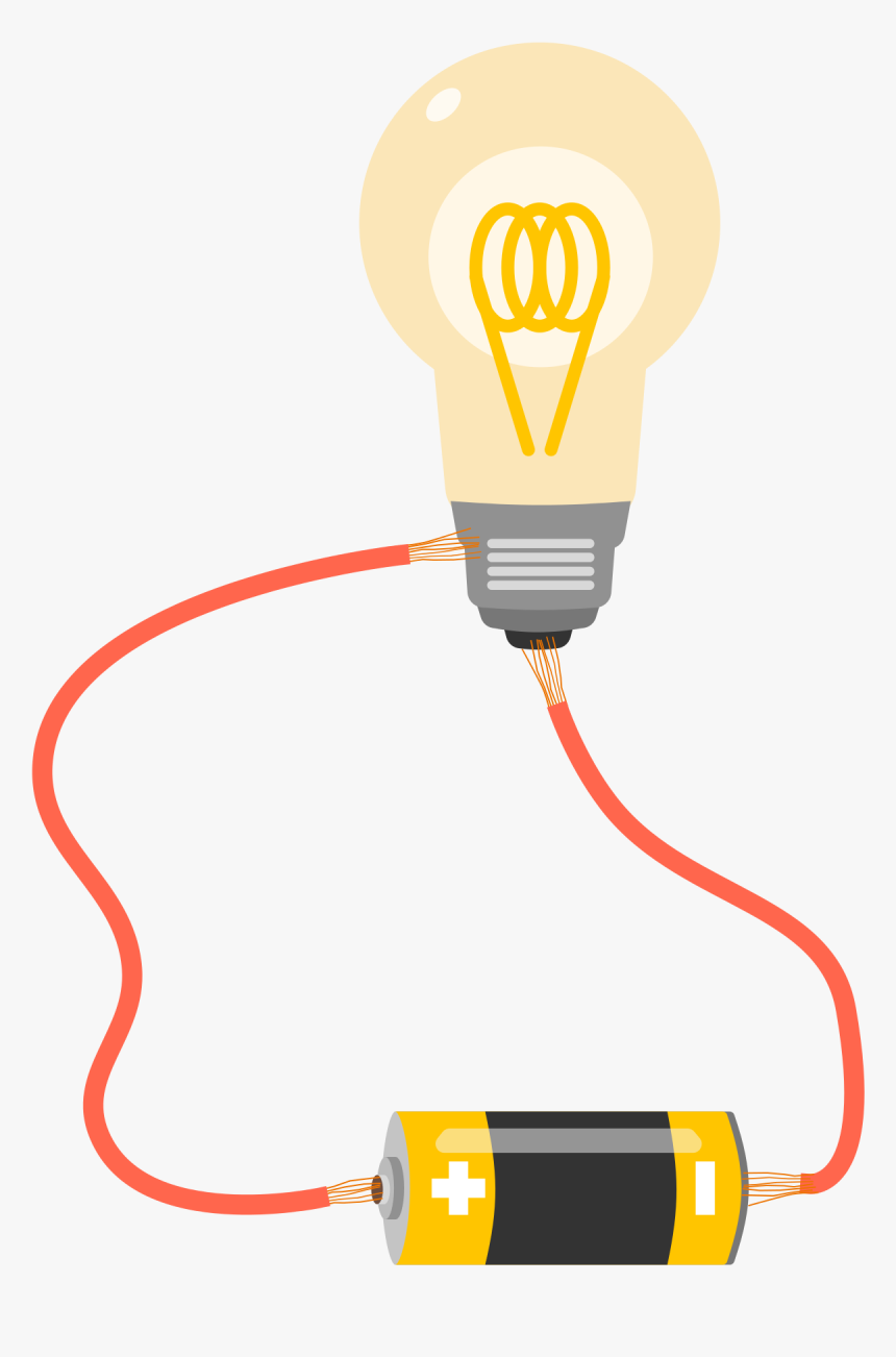 Transparent Wires Clipart - Light A Light Bulb With Battery And