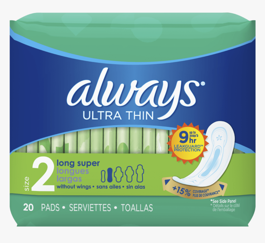 Always Ultra Thin Size 2 Long Super Pads Without Wings - Always Ultra Thin Long, HD Png Download, Free Download