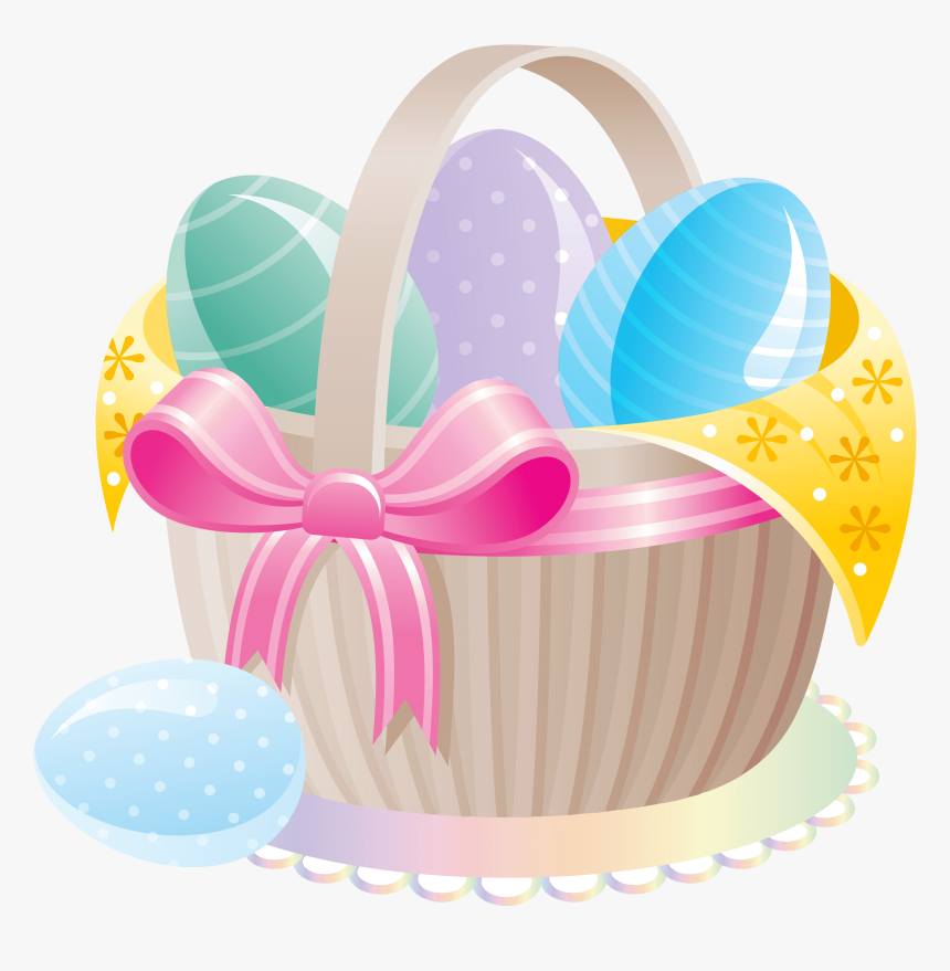 Delicate Basket With Easter Eggs Png Clipart - Easter Basket Clipart Free, Transparent Png, Free Download