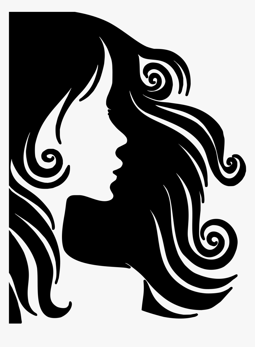 Female Hair Profile Silhouette Clip Arts - Female Hair Silhouette Png