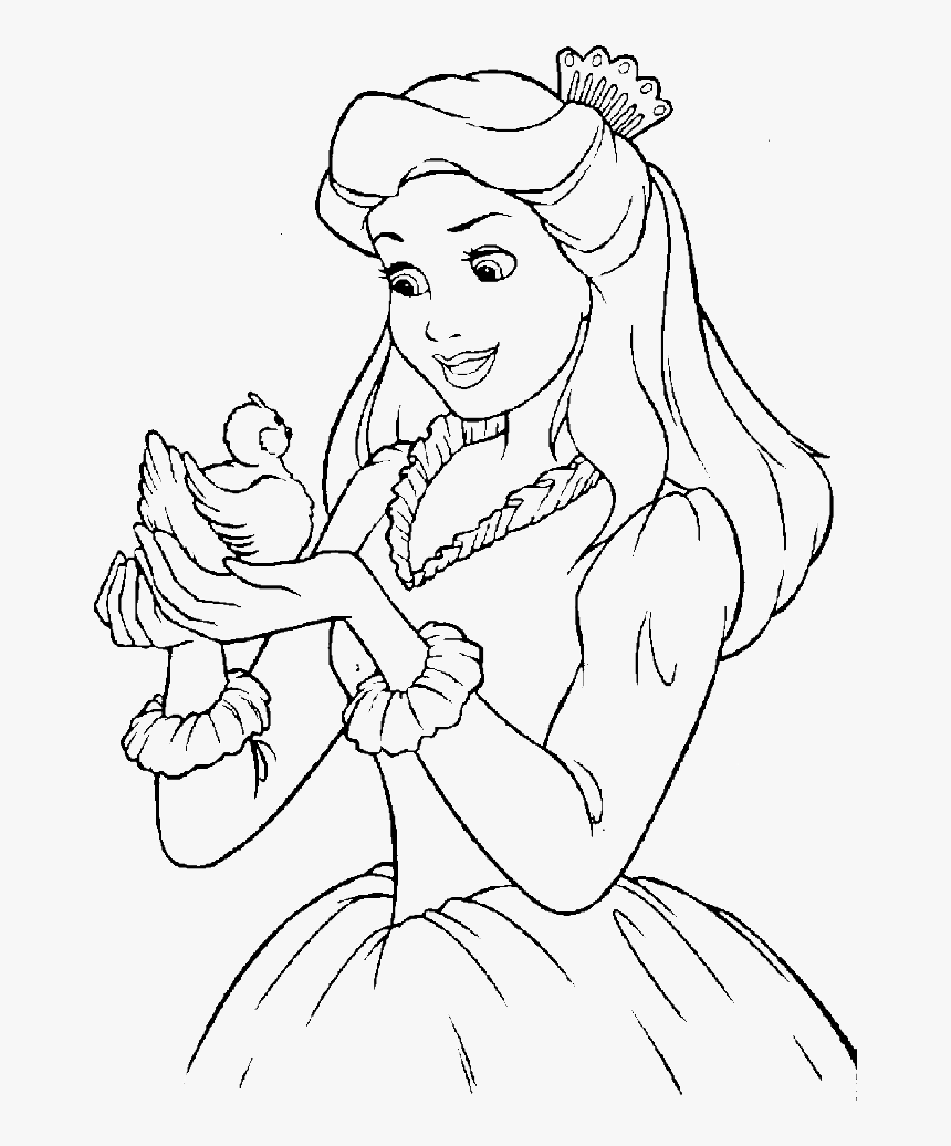 Little Bird All Disney Princess Coloring Pages - Princess Disney Barbie Drawing, HD Png Download, Free Download