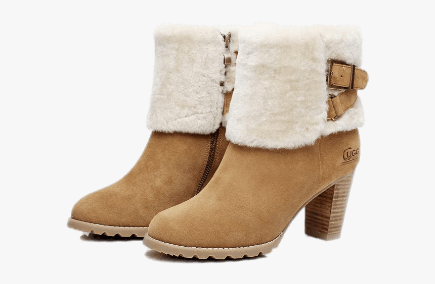 High Heel Belt Ugg Boots - Boots With Fur Transparent, HD Png Download, Free Download