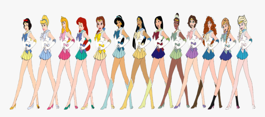 Sailor Disney Princesses By Darthraner83-d7tjhx1 - Cartoon, HD Png Download, Free Download