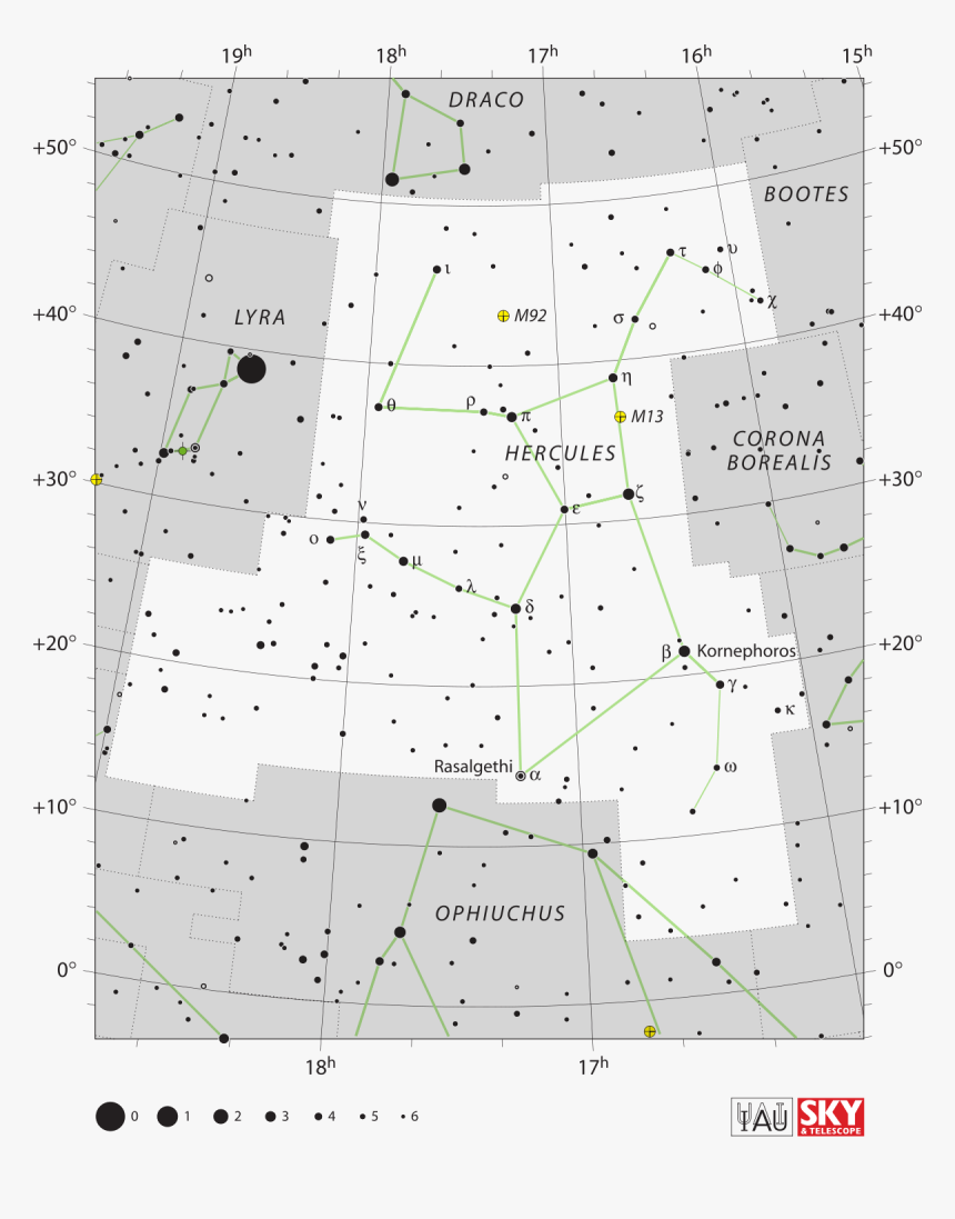 Hercules Constellation Stars Labeled, HD Png Download, Free Download