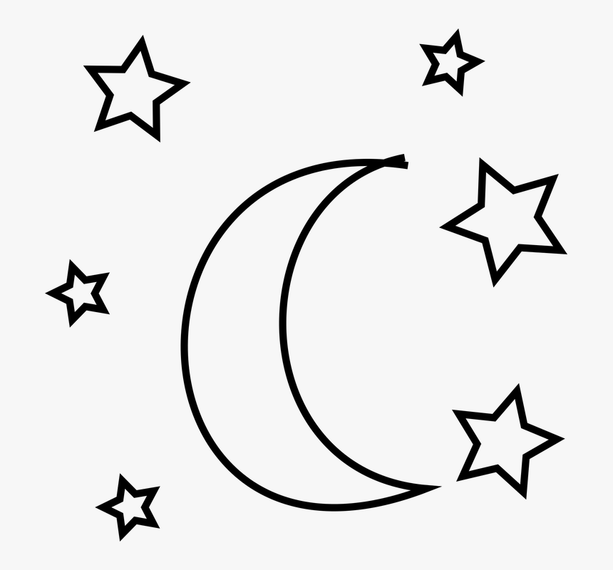 Moon, Crash, Firmament, Night, Star, Sky, Astrology - Moon And Stars Doodle, HD Png Download, Free Download