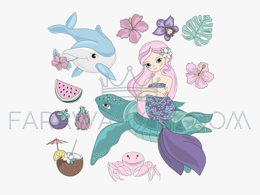 Free Girls Sea Animals No Watermark Art, HD Png Download, Free Download