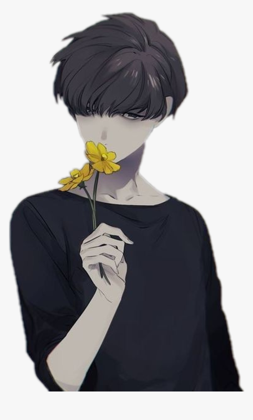 #anime #animeboy #animeboy #flower #yellow #sad #boy - Cute Psycho Boy Anime, HD Png Download, Free Download