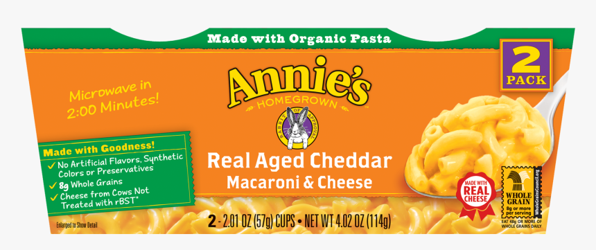 Annie"s Real Aged Cheddar Macaroni And Cheese Micro - Macaroni And Cheese, HD Png Download, Free Download