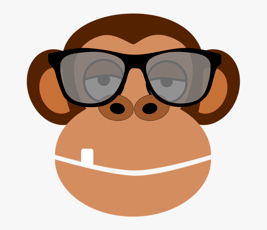 Cartoon Monkey Wearing Glasses, HD Png Download, Free Download