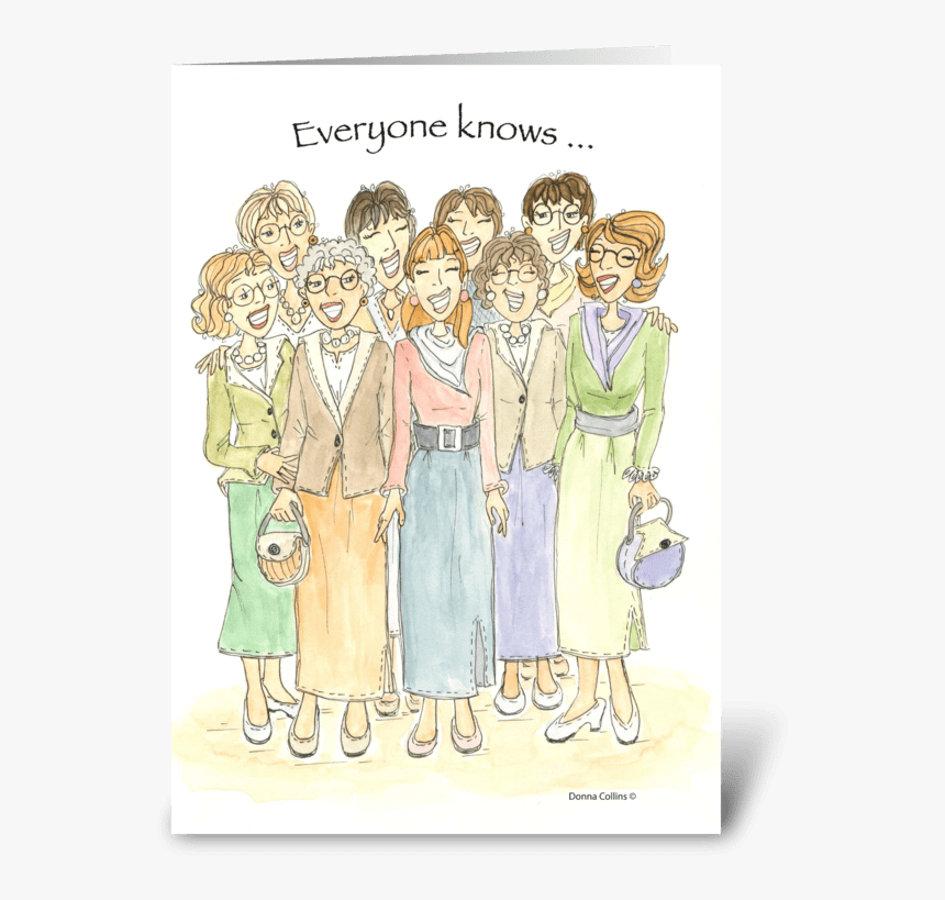 Group Of Girl Friends Greeting Card - Cartoon, HD Png Download, Free Download