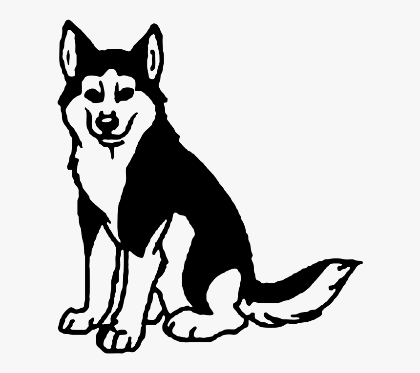 Dog Clipart Husky - Husky Black And White Clipart, HD Png Download, Free Download