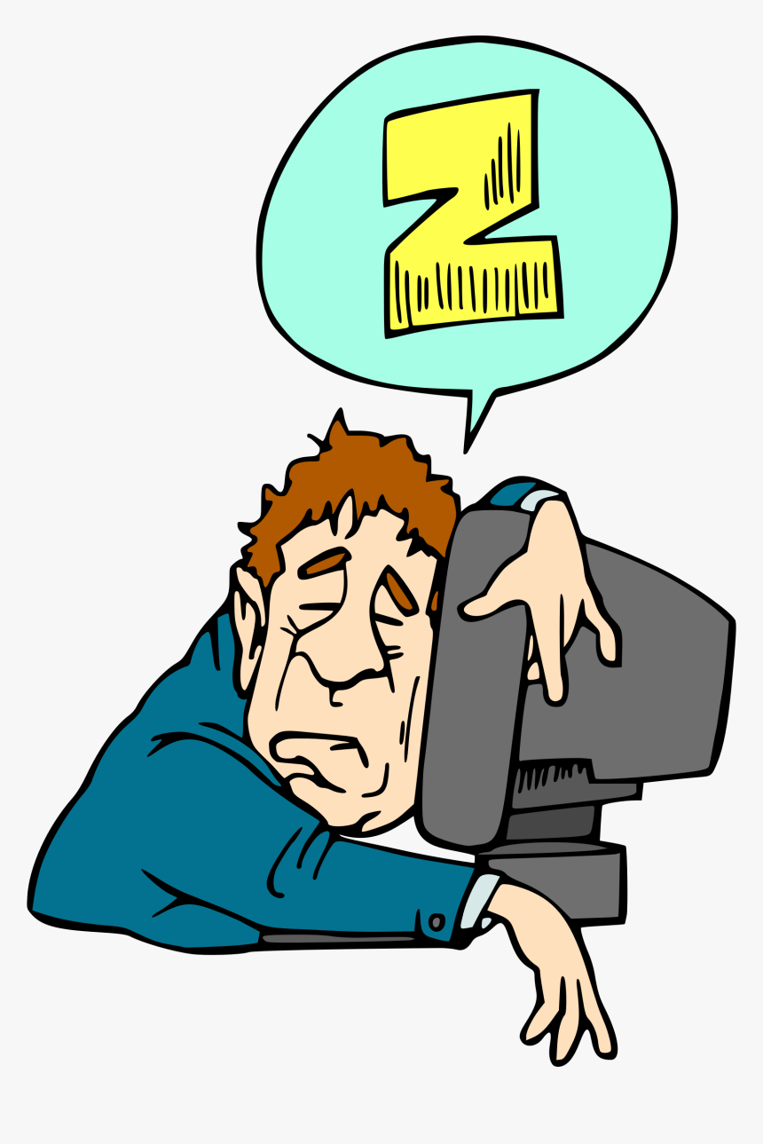 Clip Art At Image Black - Sleeping At Computer Cartoon, HD Png Download, Free Download