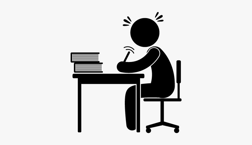 Silhouette Drawing Clip Art - Writing At Desk Clipart, HD Png Download, Free Download