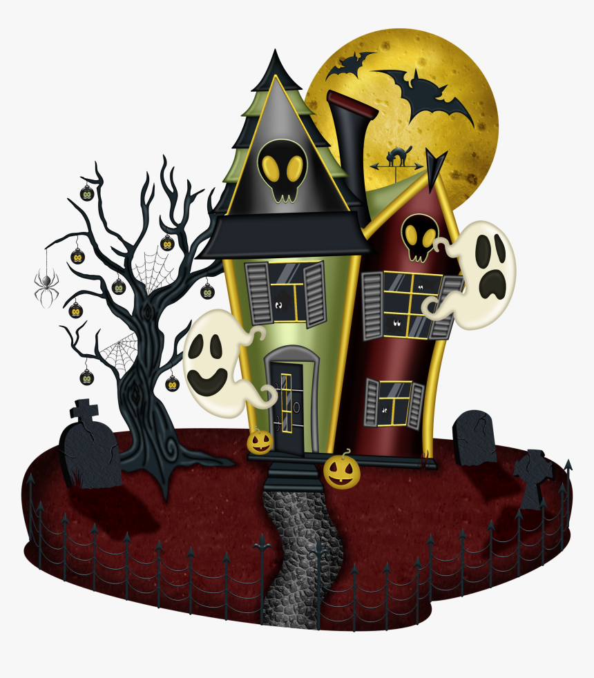 Large House Hayride Halloween Picture Free Frame Clipart - Halloween Haunted House Clipart, HD Png Download, Free Download