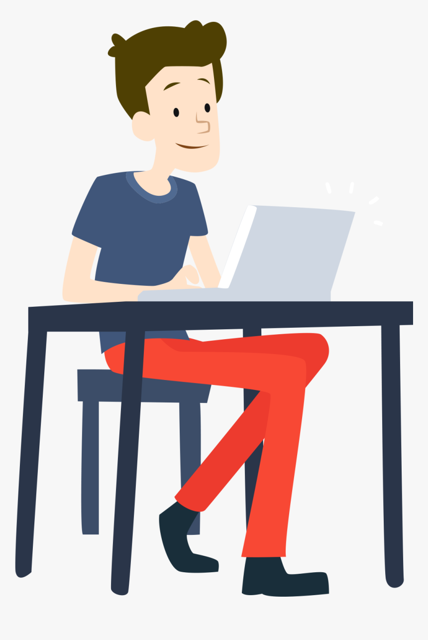 Happy Png Free Download - Man On Laptop Cartoon, Transparent Png, Free Download