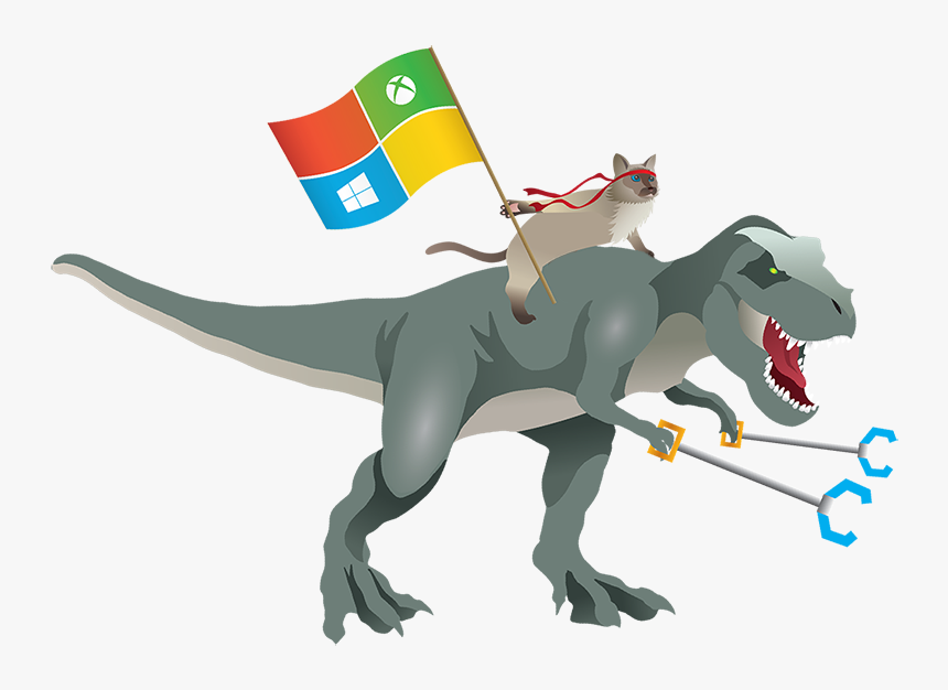 Graphic Of A Ninja Cat Waving A Microsoft Windows Flag - Microsoft T Rex Gif, HD Png Download, Free Download