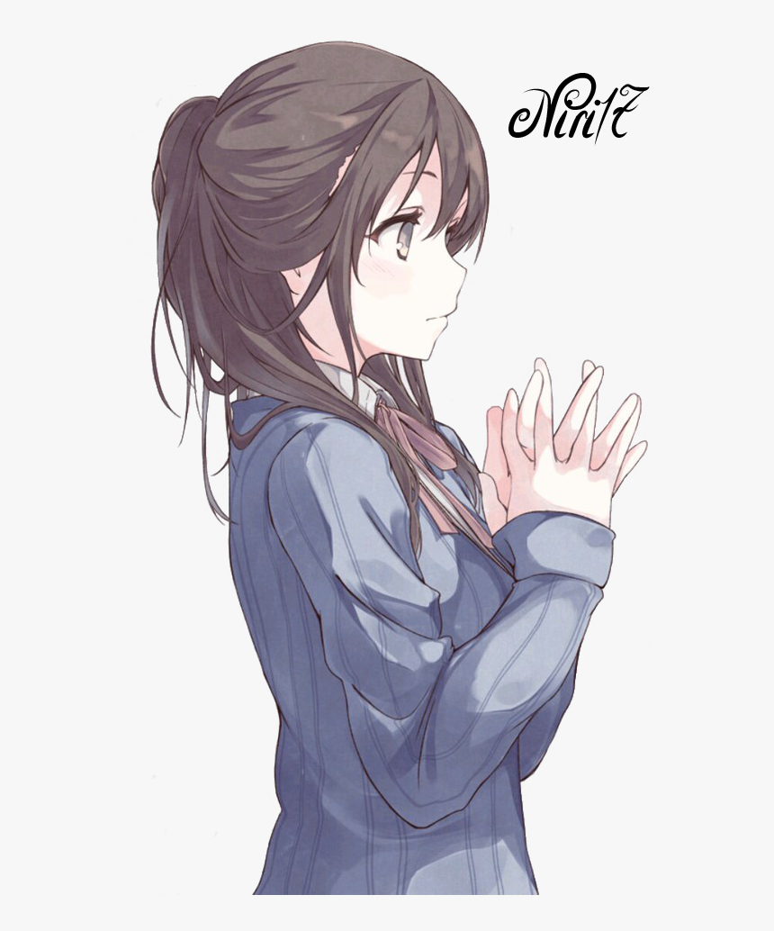 Transparent Anime Girl With Brown Hair Png Cute Anime Girl