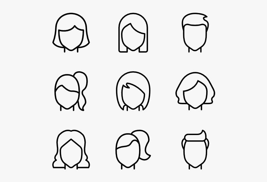 Hairstyles - Hairstyles Clipart Black And White, HD Png Download - kindpng