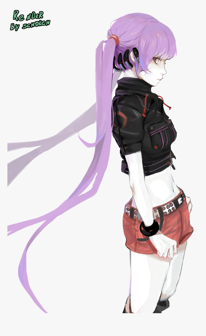 Anime Girl Purple Hair Render By Schorch2812-d821xxe - Anime Girl Hair Render, HD Png Download, Free Download
