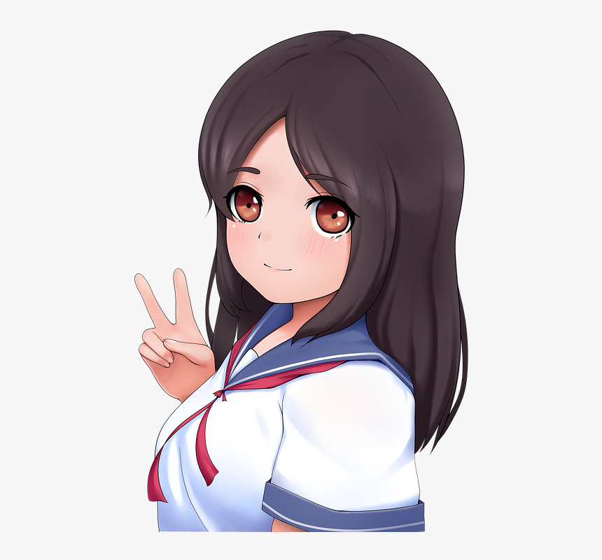 Moe, Cute, Anime - Anime Girl With Peace Sign, HD Png Download - kindpng