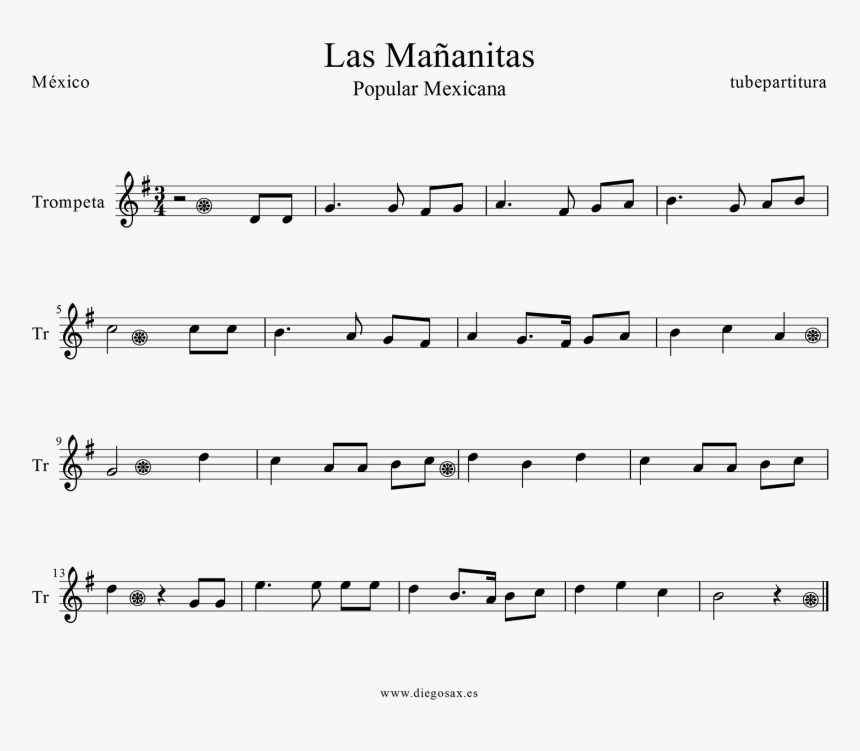 Las Mañanitas Trompeta-1 - Alto Sax Christmas Sheet Music, HD Png Download ...