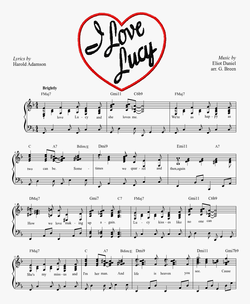 Love Lucy Theme Song Sheet Music, HD Png Download, Free Download