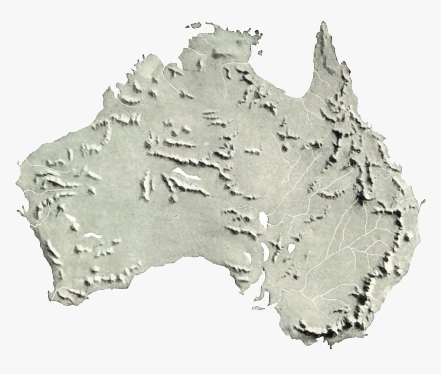 Australia Relief Map 2 Clip Arts - Relief Map Australia, HD Png Download, Free Download