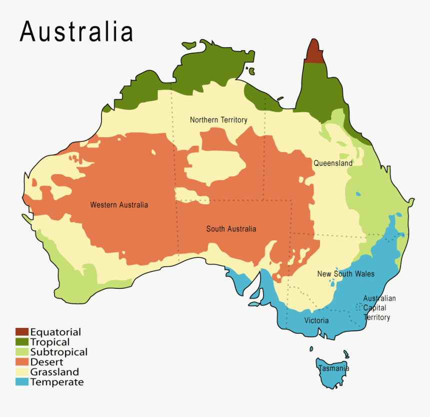 Klimazonen Australien - Physical Division Of Australia, HD Png Download, Free Download