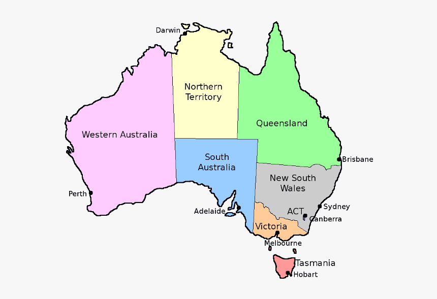 Map Of Australia With States - Australia Van Diemen's Land Map, HD Png Download, Free Download