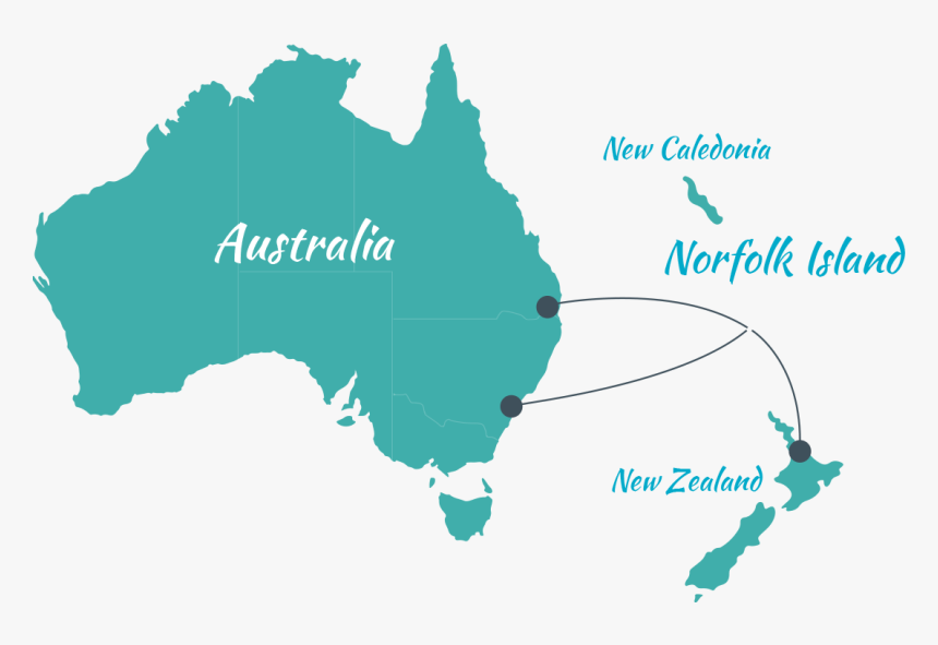 Map Of Australia, New Zealand And Norfolk Island - General Information Of Australia, HD Png Download, Free Download