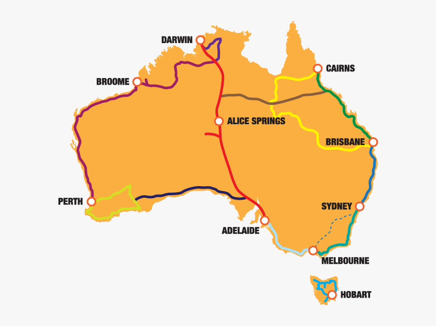 Australian Map All Routes - Australia Zoo, HD Png Download, Free Download