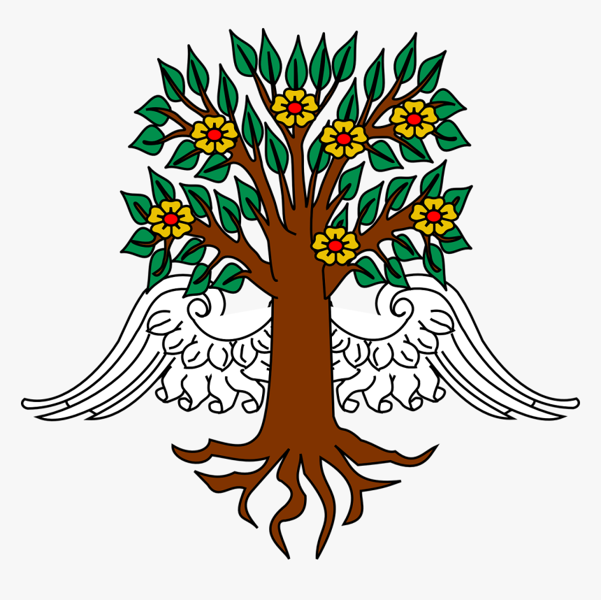 Tree Wings Roots Free Photo - Heraldry Tree, HD Png Download, Free Download