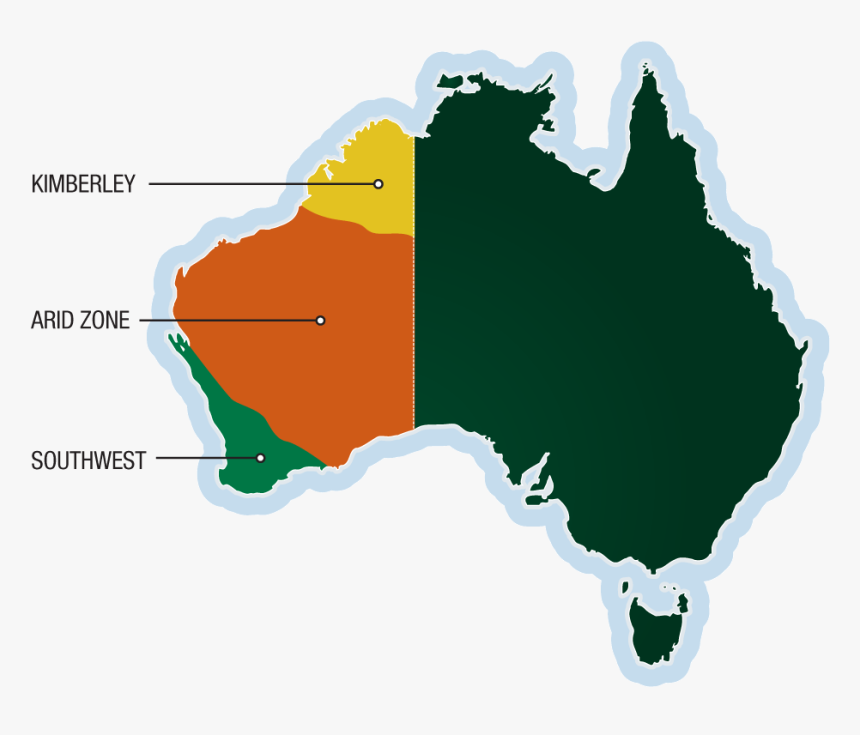 Map Of Australia Showing The Arid Zone, Kimberley And - Australia Flag And Map, HD Png Download, Free Download