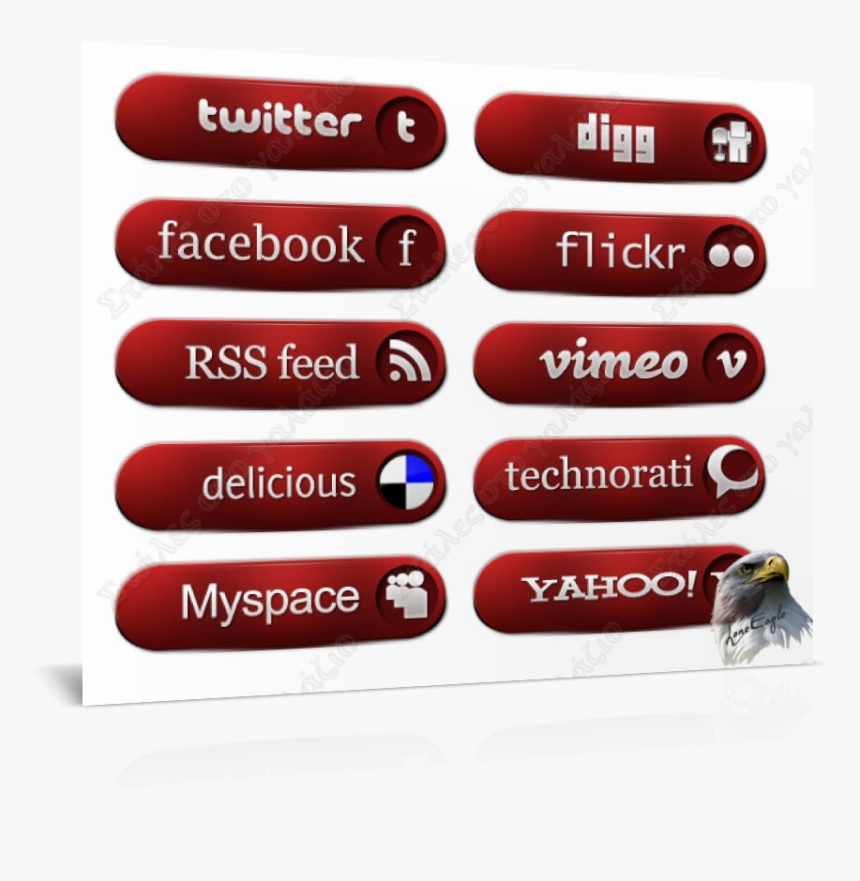 Social Red Buttons Icons, Icons, Social Bookmarks Icons - Twitter, HD Png Download, Free Download