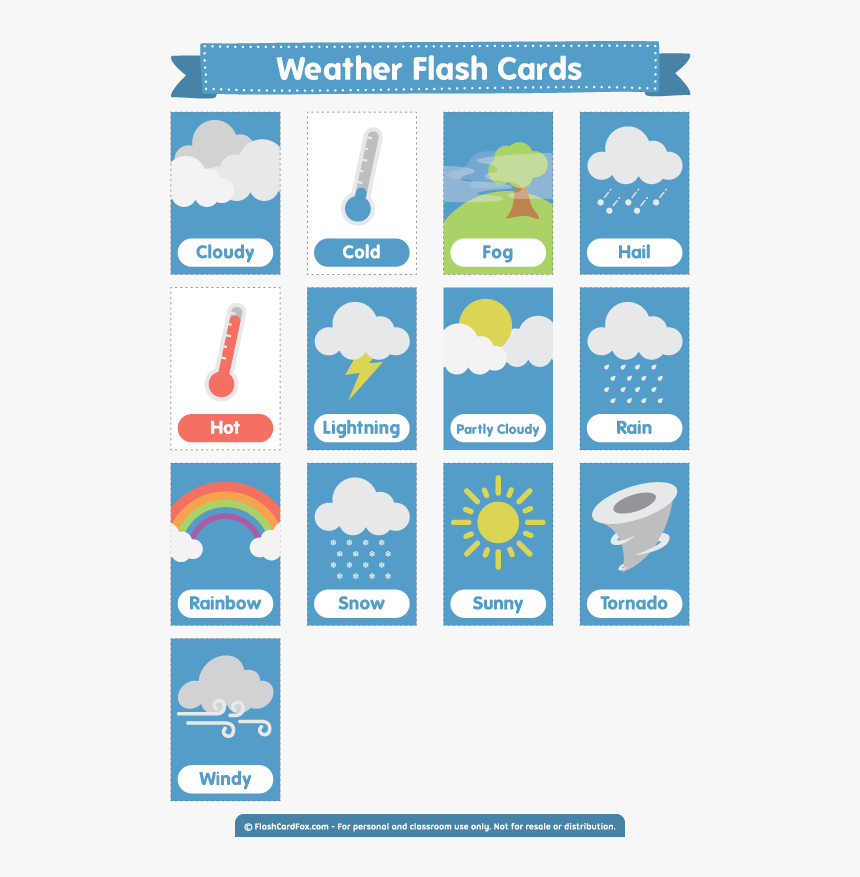 Free Printable Weather Flash Cards Free Printable Weather