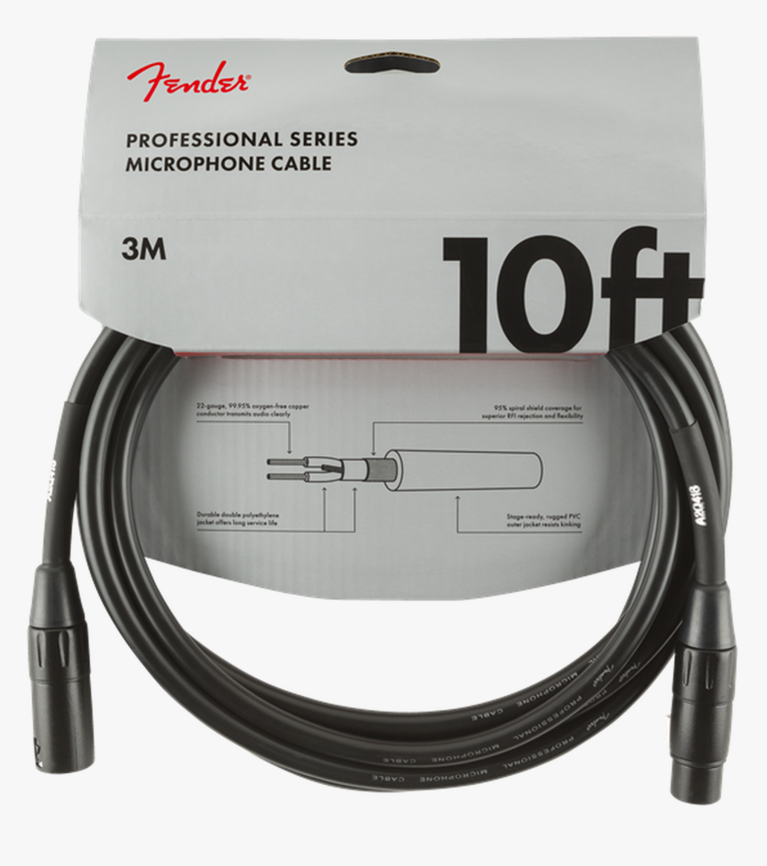 Fender Professional Series Microphone Cable, 10", Black, HD Png Download, Free Download