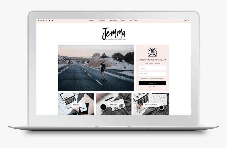 Jemma Wordpress Theme By Georgia Lou Studios - Wordpress, HD Png Download, Free Download