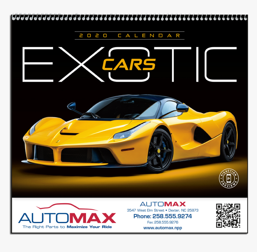 Picture Of Exotic Cars Wall Calendar - Calendar With Cars, HD Png Download, Free Download