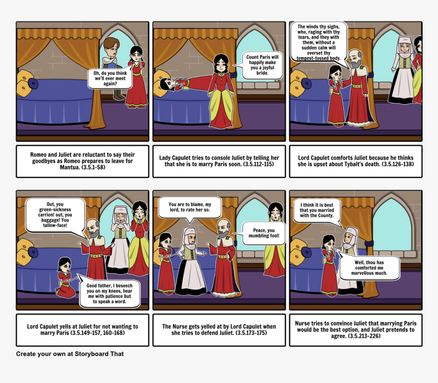 Romeo And Juliet Act 3 Scene 5 Storyboard, HD Png Download, Free Download