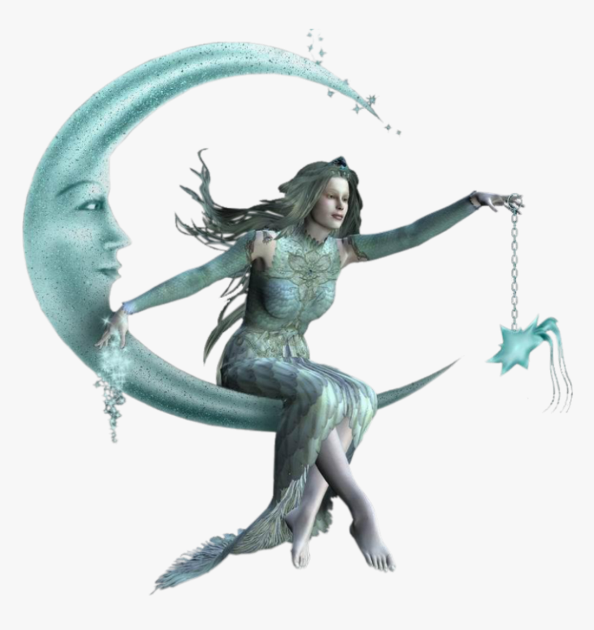 #fairy #halfmoon #half #turquoise #star #heaven - Illustration, HD Png Download, Free Download