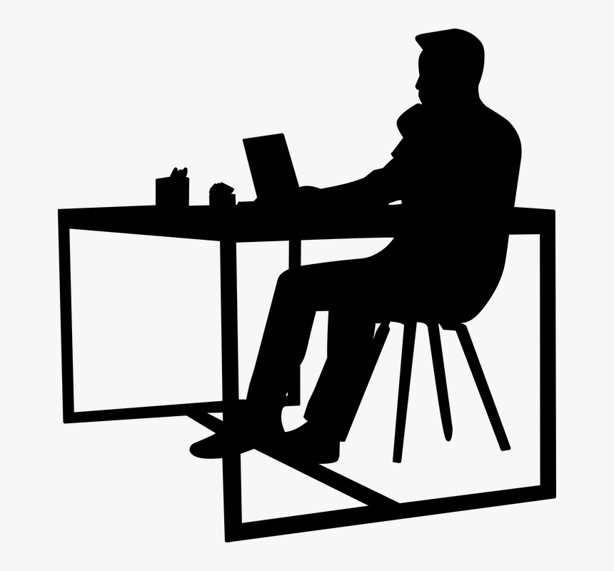 Desk, Analyze, Browsing, Businessman, Busy, Chair - Desk Silhouette Png, Transparent Png, Free Download